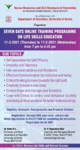 7 days On-Line Training Programme on Life Skills Education